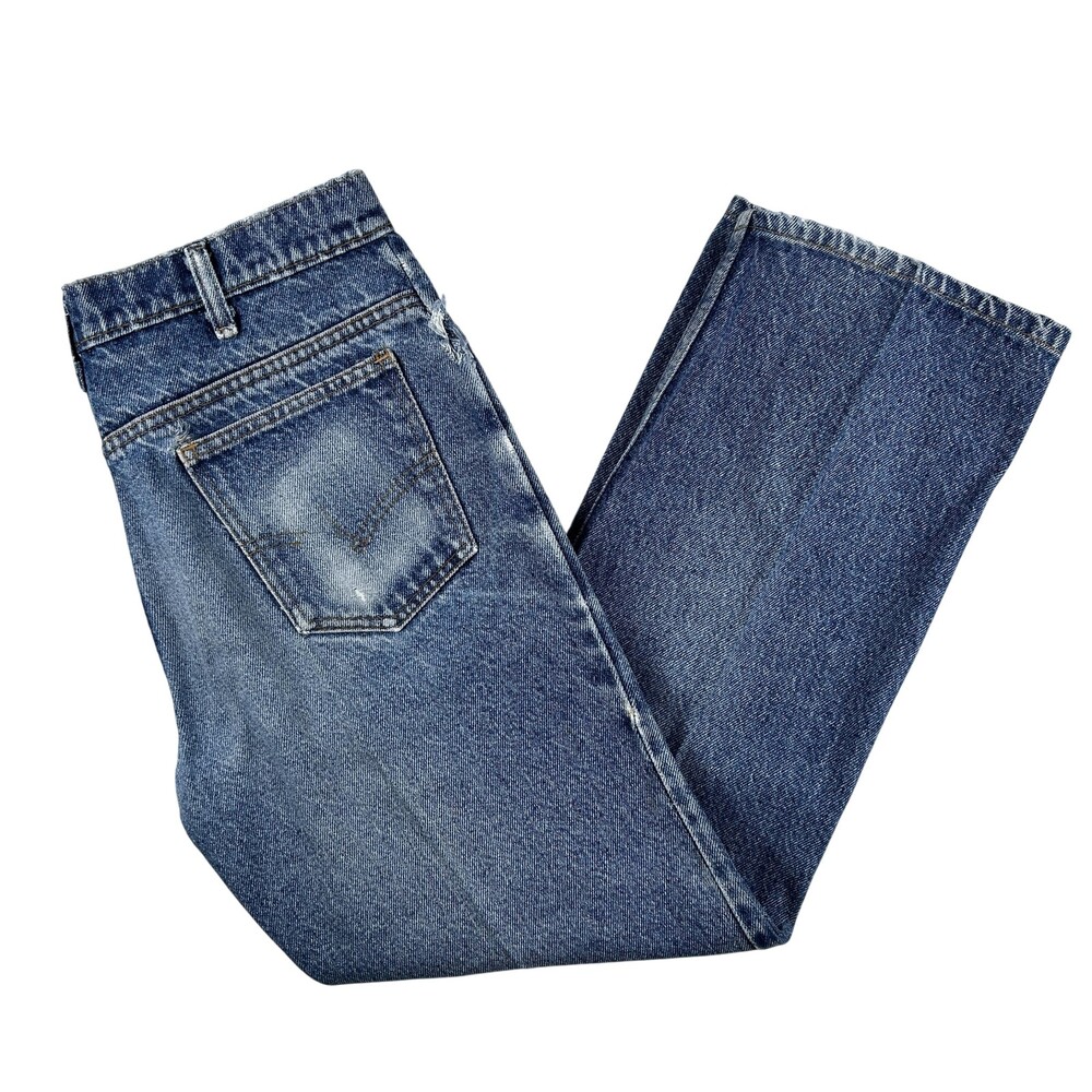 Vintage Levis Jeans Mens 30x27 Whiskering Straight Denim Distressed Zip Fly 80s
